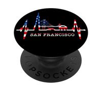 San Francisco Skyline Battement de Cœur Californie USA PopSockets PopGrip Adhésif