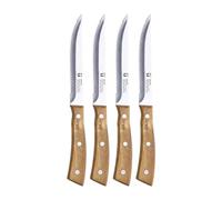 San Ignacio Agros - Ensemble de 4 couteaux pour la viande - Feuille en acier inoxydable avec finition Matt - Feuille 12,5 cm - Poignée en bois Acacia - Perfection