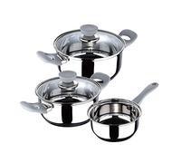 SAN IGNACIO Alexia | Batterie de Cuisine 5 Ustensiles | Avec 2 Faitouts de 2 et 2,8 L avec 2 Couvercles et une Casserole de 1,4 L| Acier inoxydable | Très résistantes | Pour tous types de cuisinières