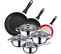 San Ignacio Batterie de cuisine 7 pièces et 3 poêles à frire Ø16, Ø20 et Ø24 cm rouge