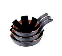 San Ignacio Bronze | Ensemble de poêles | Set de 3 poêles de 20, 24 et 28 cm de diamètre et 3 protections | poêles en fonte d'aluminium | poêles antiadhésives | convient à tous types de cuisinières