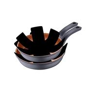 SAN IGNACIO Bronze | Lot de poêles | Set de 2 poêles de 20 et 24 cm de diamètre et 2 protections | en fonte d'aluminium | poêles antiadhésives | pour tous les types de cuisinières
