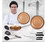 San Ignacio Copper Plus Set de 3 poêles + 4 couteaux + 3 outils, aluminium pressé