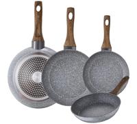 San Ignacio Daimiel - Set de poêles antiadhésives en aluminium forgé, effet pierre, poignées Soft-Touch Touch au toucher froid, adaptées pour induction, gaz et vitrocéramique