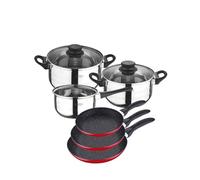 San Ignacio - Ensemble de 5 pièces pour casseroles et poêles à frire rouge