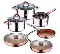 San Ignacio Ensemble de batterie de cuisine "Onil" 5 pièces en acier inoxydable + set de 5 poêles en aluminium pressé