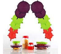 SAN IGNACIO Jolie | Couvercles élastiques réutilisables de différentes tailles | En silicone | S'adaptent à tout objet et à toute forme | Couleurs assorties