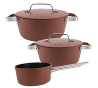 San Ignacio Lot de 2 casseroles Ø20cm-2L Ø28cm-6L + Casserole Ø16cm-1,3L en aluminium forgé AGROS