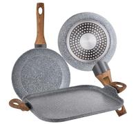 San Ignacio Lot de 2 poêles 20/24 et rôtisserie Grill 35,5 x 28,3 Daimiel, Induction, Gris aluminium forgé