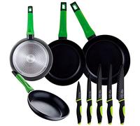 San Ignacio Lot de 4 poêles 20 x 4,5 24 x 5 26 x 4,5 28 x 5,4, anti-adhésives, Vitoria, en aluminium forgé noir, avec poignées douces en couleur