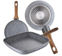 San Ignacio PK2029 Set de 2 poêles Ø18 Ø22 et grill 28 x 28 cm, Daimiel, aluminium forgé, induction