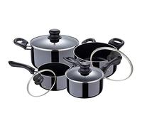 SAN IGNACIO Porto | Batterie de cuisine 8 pièces avec 2 Faitouts et 2 casseroles | En aluminium pressé | Anses ergonomiques effet froid | Convient à tous les types de cuisinières