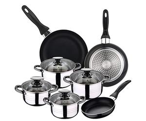 San Ignacio Set de poêles et batterie de cuisine 4 cuerpos + 3 sartenes Noir