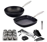 San Ignacio Vita: Set de Cuisine sain : Comprend des poêles : Wok Ø28 et rôtissoir 28 x 28 cm, Aluminium forgé, Compatible à Induction, Multicolore