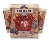 SAN JAMÓN Pack De 3 Sachets De Jambon Ibérique De Bellota 50% Race Ibérique, Coupé À La Main. Lot De 3 Paquets De Jambon Coupé Au Couteau En Fines Tranches. 3 X 100 Gr