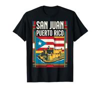 San Juan Drapeau de Porto Rico El Morro Forteresse Monument Rétro T-Shirt