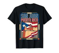 San Juan Drapeau Porto Rico El Morro Forteresse Phare Rétro T-Shirt