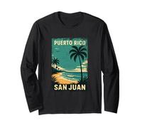 San Juan Palmiers Plage Porto Rico Vacances Vintage Rétro Manche Longue