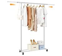 SAN LIKE Portant à Vêtements, Tringle à vêtements sur roulettes en métal avec roulettes - Solide - Avec tringle à vêtements extensible - Pour chambre à coucher