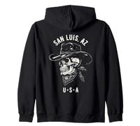 San Luis Arizona USA Cowboy Skull Design Vieilli Sweat à Capuche