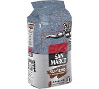 SAN MARCO Café en Grains Supremo Parfumé et Corsé Intensité 8 - Format 1 kg - Sachet Pratique pour Machines Espresso à Broyeur Intégré