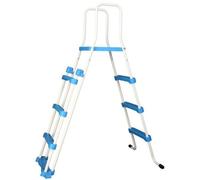San Marco echelle pour Piscine Hors Sol avec Platform de securite, Disponible en différentes hauteurs jusqu'a 107, 122 et 132 cm, escalier de Piscine hor Sol, Bleu-Blanche (122 cm)