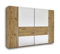 SAN Marino - Armoire élégante avec Beaucoup d'espace de Rangement - Armoire à Portes coulissantes Polyvalente Aspect chêne Artisan - Blanc - 270 x 226 x 60 cm (l x H x P)