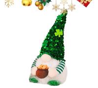 San Patricks Day Gnomes Plush - Décoratif Green Shamrock Gnome, Ornament Festival Irish, Statues Tomte Hat Tomte, allumée festive avec détails charmants | Décoration de vacances pour la maison