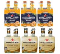 San Pellegrino Chinotto Lot de 24 boissons sans alcool + bouteille en verre jetable Tonica Rovere 20 cl
