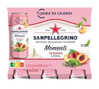 San Pellegrino Momenti Pêche Thé Blanc 6X33Cl - Boisson Rafraîchissante aux Saveurs d'Été - L'Unité