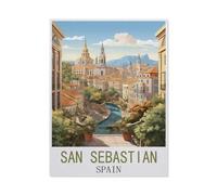 San Sebastian Espagne Affiches de Voyage Vintage,Puzzles pour Adultes 1000 Pièces Puzzles pour Adultes pour Enfants Papier Puzzle Adolescents Jeux Éducatifs Anti-Stress Jouet Cadeau(38x26cm)-N34