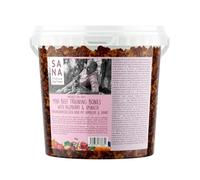 SANA Premium Dog Foods Chevillères d'entraînement 100 % naturelles séchées à l'air libre dans un seau de 1 kg I Différentes variétés (seau de 1 kg, bœuf avec framboises et épinards)