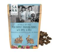 Sana Premium Dog Foods | Chevillères d'entraînement séchées à l'air doux | Haute teneur en viande I différentes variétés et tailles (1 x 100 g, lapin avec pomme et chou frisé)