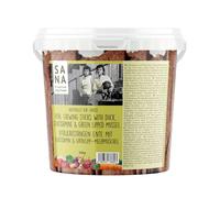 Sana Premium Dog Foods | Délicieux bâtonnets à mâcher vitaux pour soins dentaires | Seau de 500 g I Différentes variétés (500 g dans un seau, canard avec glucosamine et extrait de moule aux orles