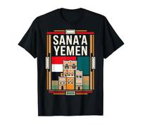 Sana'a Drapeau Yémen Vieille Ville Tour Maisons Architecture Rétro T-Shirt