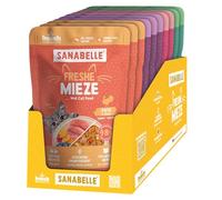 Sanabelle Freshe Mieze - Mixtray - 10 x 100 g - 4 délicieuses variétés de Nourriture pour Chat à Essayer - Nourriture Humide pour Chats Cuite à la Vapeur comme fraîchement Cuite