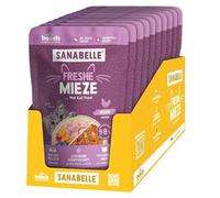 Sanabelle Freshe Mieze - Poulet - 10 sachets de 100 g entièrement recyclables - Nourriture humide pour chats cuite à la vapeur - Nourriture pour chat comme fraîchement cuite - Une marque de nourriture