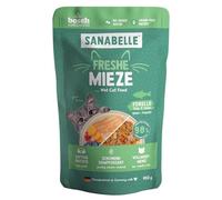 Sanabelle Freshe Mieze - Truite, Dinde et Poulet | Sachet de 100 g entièrement Recyclable | Nourriture Humide pour Chats Cuite à la Vapeur | Nourriture pour Chat comme fraîchement Cuite | Une Marque