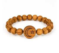 SANAD Bracelet Allah en bois d'olivier de Jérusalem fait à la main musulman bijoux islamiques religieux islamique Tasbih Allah Collier cadeau musulman pour femme et homme, grand, marron, grand, olive,