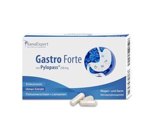 SanaExpert Gastro Forte | FERMENTS LACTIQUES POUR FLORE INTESTINALE | à l'extrait de Pylopass, d'orme et de graines de lin (30 gélules).Probiotique Vegan 100% naturel. Fabriqué en Allemagne.