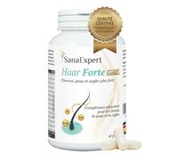 SanaExpert Haar Forte Gold - Complément Alimentaire Cheveux et Ongles - Pousse, Croissance & Fortifiant - Biotine, Zinc, Mélanine et Bambou - Vegan - 60 Gélules