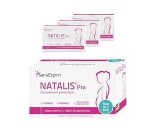 SanaExpert Natalis Pre · Pack de 3 · Vitamine Grossesse · Multivitamines Femme Enceinte · Acide Folique Quatrefolic® · Zinc · Fer · Vitamine D · Sélénium · Iode · Complément Prénatal · 3x30 Gélules