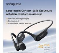 Sanag B33S Swimming Bone Conduction Wireless Microphone Earbuds Open Ear Headset Ipx8 Bone Conduction Headphone S-B33S.32G-CL-Headphones-Black