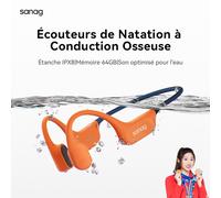 Sanag B77SProMax Manufacture Custom Wholesale Price Waterproof Bone Conduction Headphones bluetooth Wireless for Swimming S-B77SProMax.64G-CL-Headphones-Orange