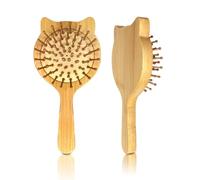 Sanas Brosse à cheveux démêlante en bois de bambou - Brosse à cheveux bouclés - Masseur de cuir chevelu - Brosse à cheveux en bois humide - Mini brosse à cheveux sèche - 1 pièce