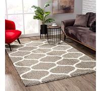 SANAT Madrid Shaggy Tapis à Poils Longs pour Salon, Chambre à Coucher, Cuisine - Gris Morocco - Dimensions : 80 x 300 cm