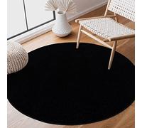 SANAT Tapis de Salon, à Poils Courts, uni, Moderne, pour Chambre à Coucher, Bureau, Couloir, Chambre d'enfant et Cuisine, Noir, 120 cm, Rond
