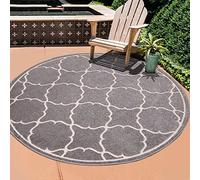 SANAT Tapis d'extérieur résistant aux intempéries - pour l'intérieur et l'extérieur - Tapis de Balcon imperméable - pour terrasse, Jardin, Cuisine, Salle de Bain ou Salon - Gris Clair, 150 cm - Rond