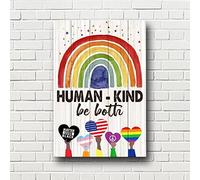 SaNavie Affiche en métal « Human Kind Be Both Rainbow » « Life is important for Home Coffee » - Décoration murale rétro pour bar, garage - 20,3 x 30,5 cm