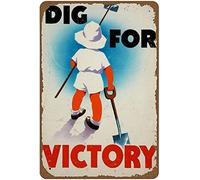 SaNavie Dig for Victory - Poster de propagande britannique classique de la Seconde Guerre mondiale - 20,3 x 30,5 cm - Affiche en métal - Décoration murale amusante - Décoration murale de porte